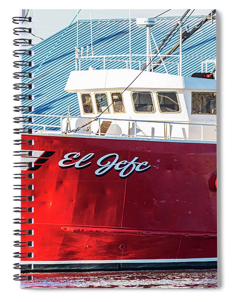 Fishing Spiral Notebook featuring the photograph Fishing Vessel El Jefe at Dock in Beaufort NC by Bob Decker