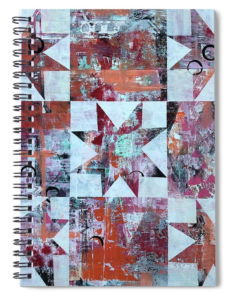 Stars Spiral Notebook featuring the painting Five Stars by Cyndie Katz
