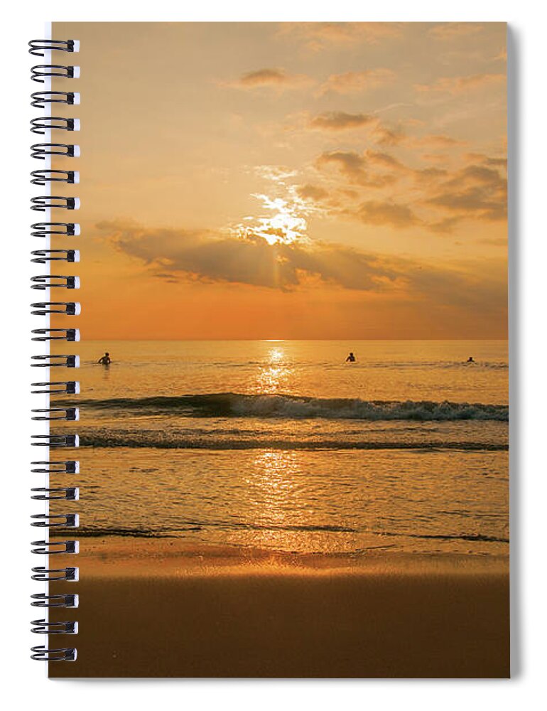 Surfing Spiral Notebook featuring the photograph Five Surfers at Sunrise by John Quinn