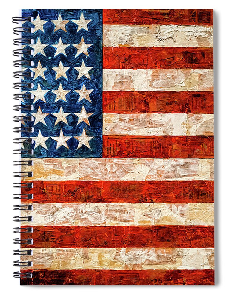 Flag By Jasper Johns Spiral Notebook featuring the mixed media American Flag by Jasper Johns by Jasper Johns