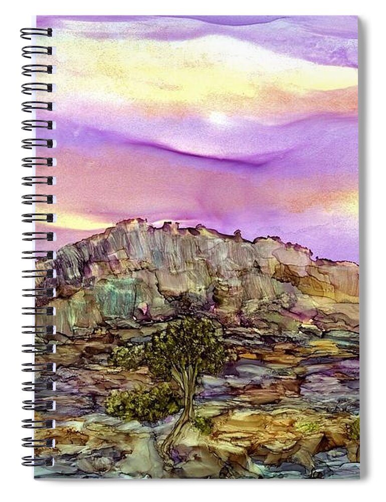 Sunrise Spiral Notebook featuring the painting Flag Raising Time by Angela Marinari