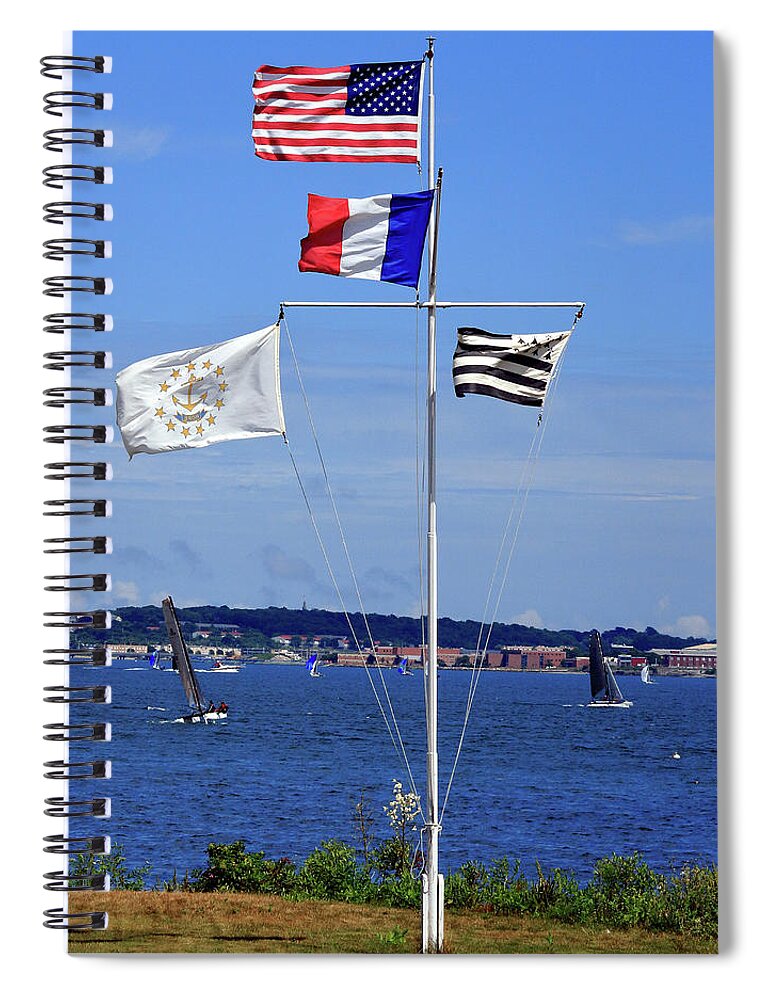 Flag Spiral Notebook featuring the photograph Flags by the Bay by Jim Feldman