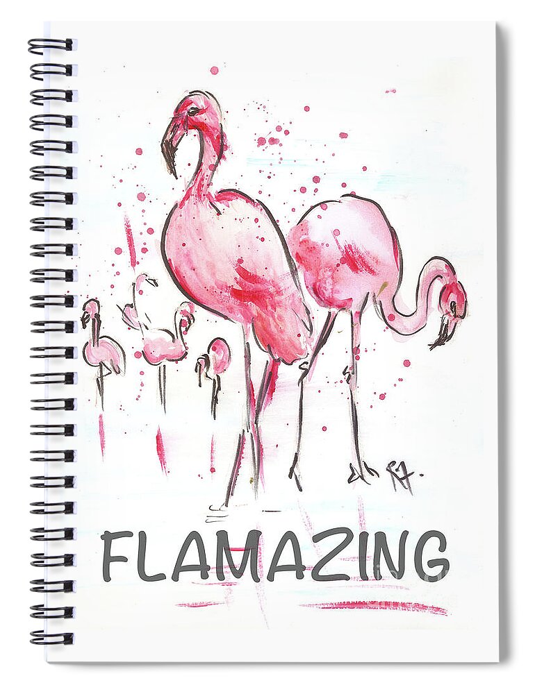 Watercolour Spiral Notebook featuring the painting Flamazing by Remy Francis