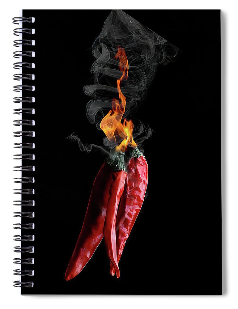Peppers Spiral Notebook featuring the photograph Flaming Hot Peppers by Bill Barber