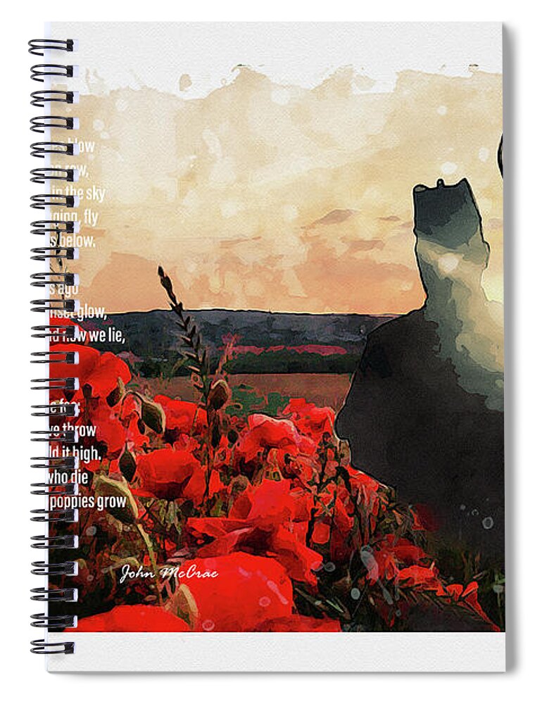 Soldier Poppies Spiral Notebook featuring the digital art Flanders Field by Airpower Art