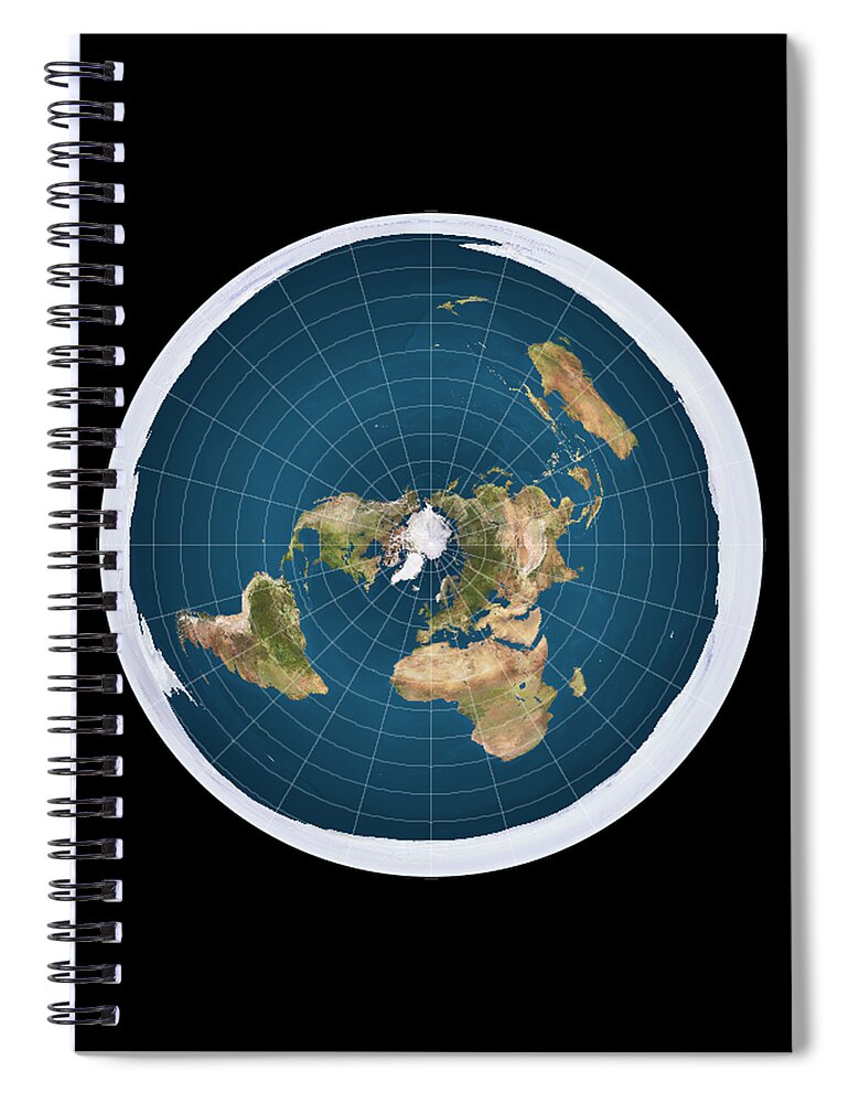 Funny Spiral Notebook featuring the digital art Flat Earth by Flippin Sweet Gear