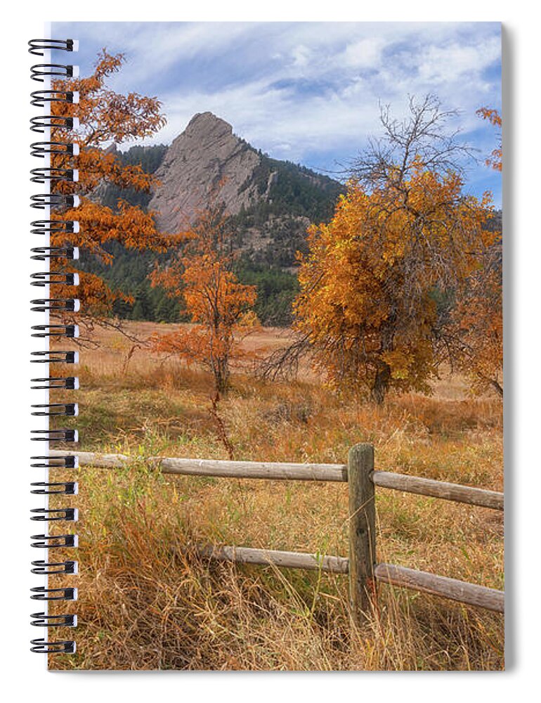 Boulder Spiral Notebook featuring the photograph Flatiron Fall by Darren White