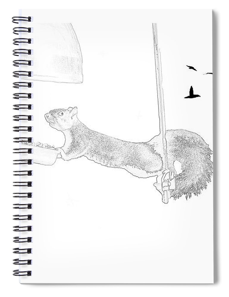 Squirrel Spiral Notebook featuring the mixed media Fleeting Victory by Moira Law
