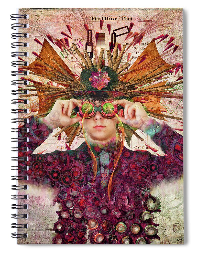 Steampunk Spiral Notebook featuring the digital art Flight Ready by Merrilee Soberg