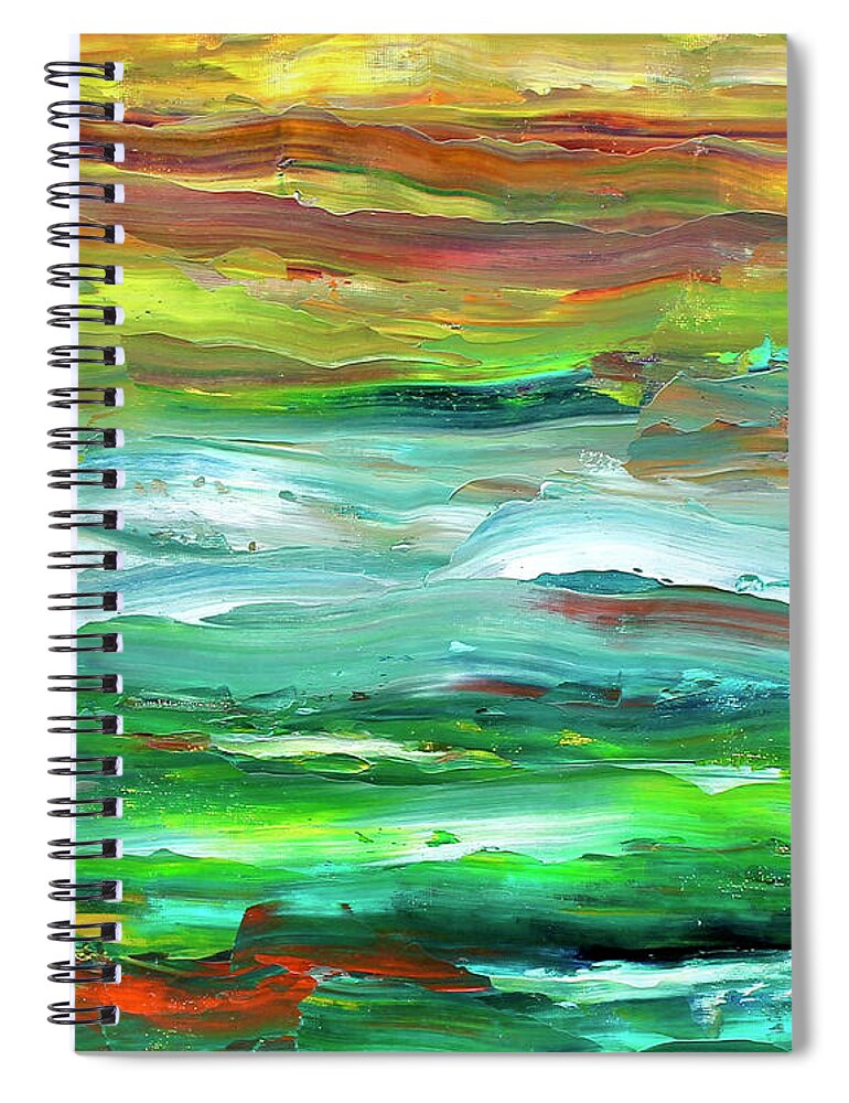 Landscape Spiral Notebook featuring the painting Flint Hills Sunset by Teresa Moerer