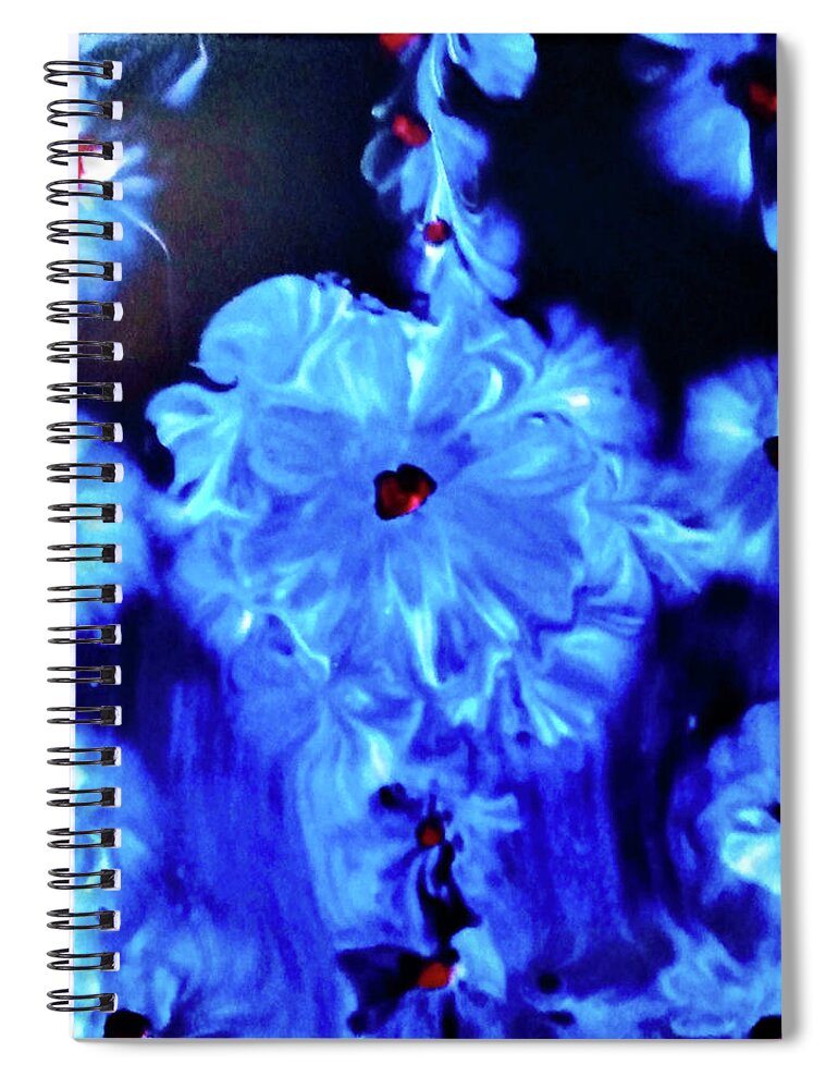 Float Spiral Notebook featuring the painting Floating flowers by Anna Adams