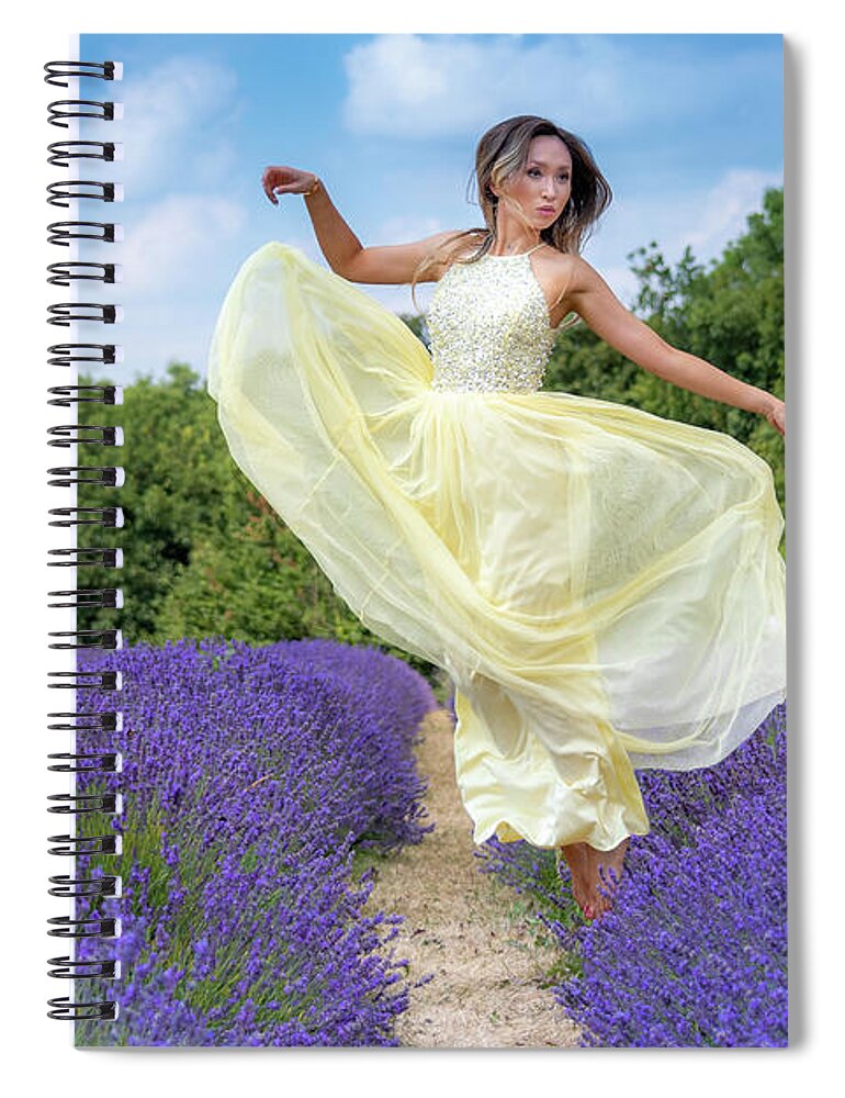 Lavender Spiral Notebook featuring the photograph Floating on the lavender by Andrew Lalchan