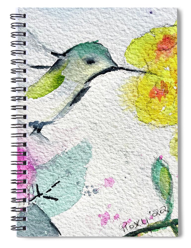 Hummingbird Spiral Notebook featuring the painting Floaty Hummingbird 3 by Roxy Rich