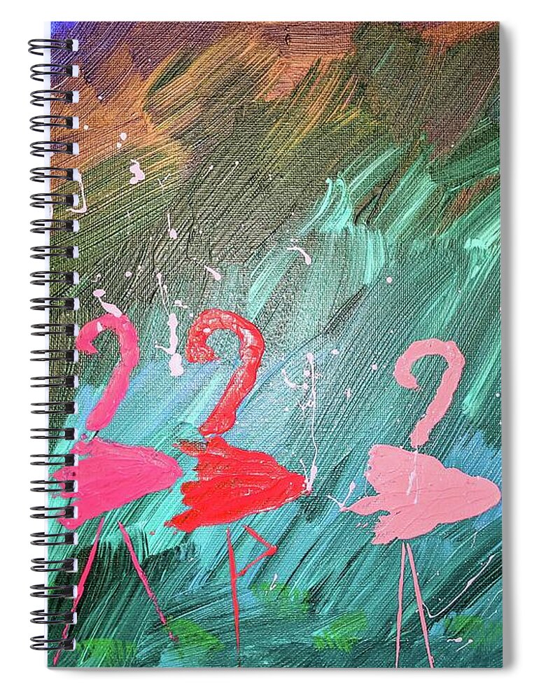 Abstract Spiral Notebook featuring the painting Flocking Around by Leilani Zeumer-Spataro