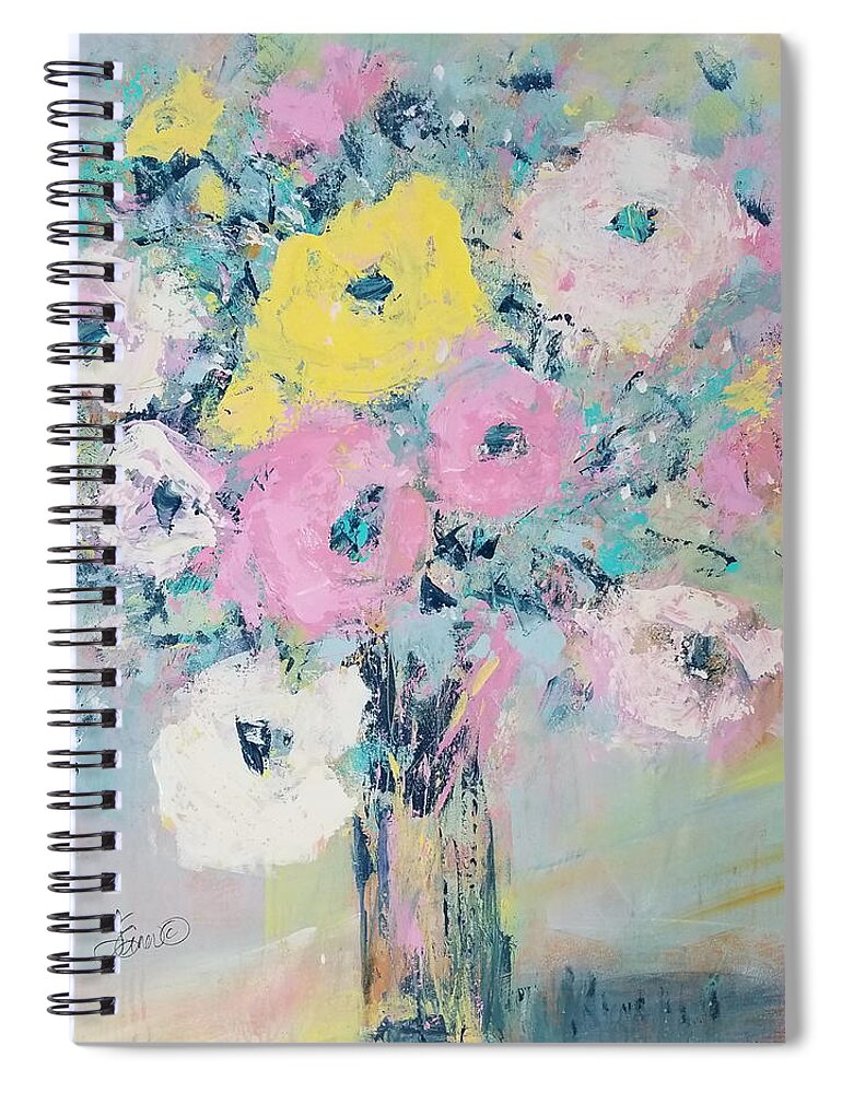 Floral Spiral Notebook featuring the painting Floral Explosion by Terri Einer