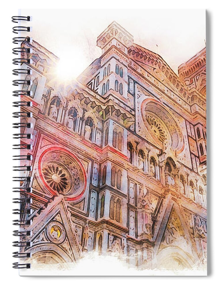 Florence Spiral Notebook featuring the painting Florence Cathedral - 03 by AM FineArtPrints