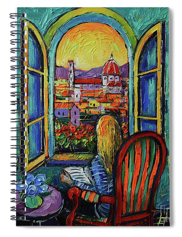 Florence Window Spiral Notebook featuring the painting FLORENCE WINDOW oil painting Mona Edulesco by Mona Edulesco