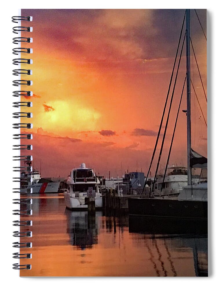 Afterglow Spiral Notebook featuring the photograph Twilight at Harbourage, St. Petersburg, Florida by Bonnie Colgan