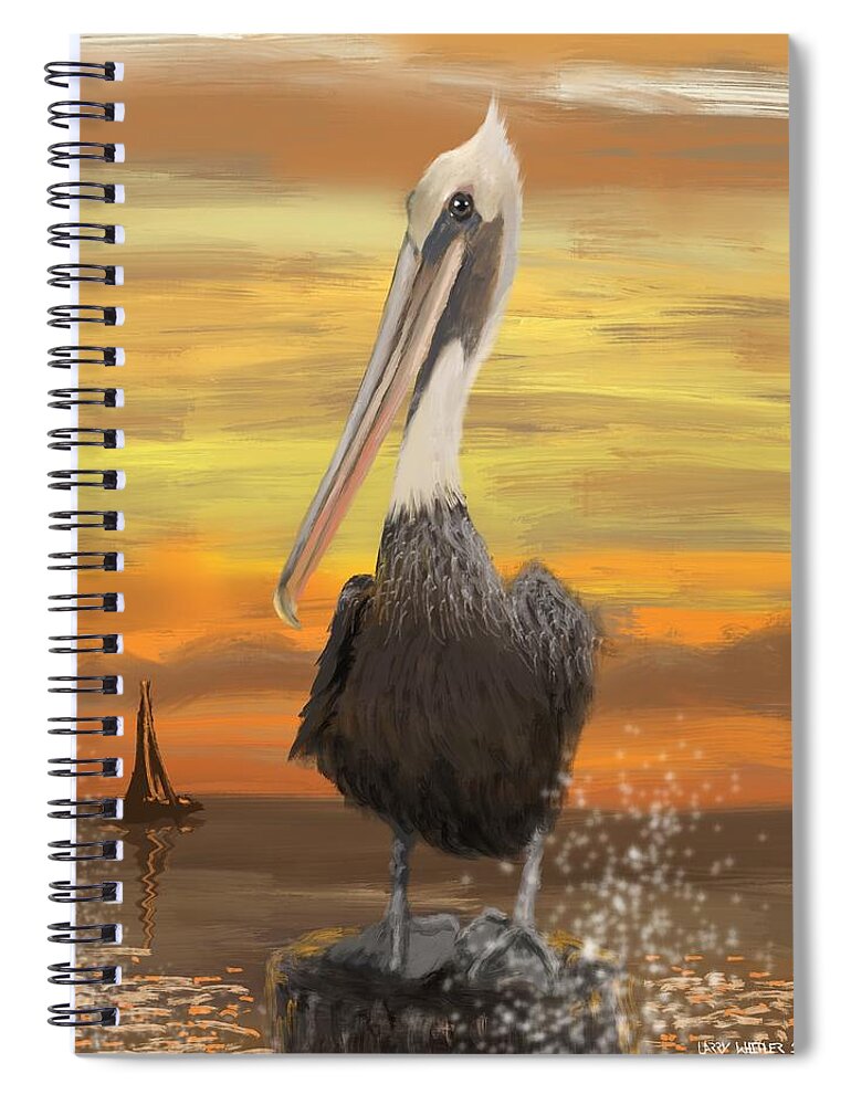 Florida Spiral Notebook featuring the digital art Florida Pelican by Larry Whitler