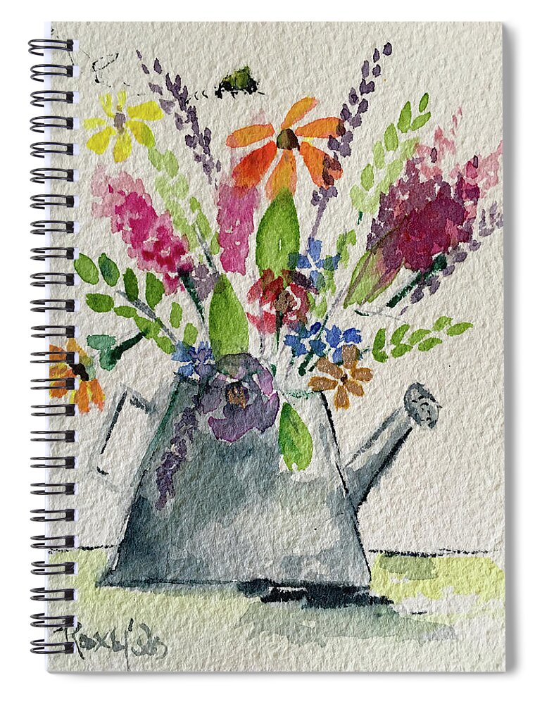 Flowers Spiral Notebook featuring the painting Flower Buzz by Roxy Rich