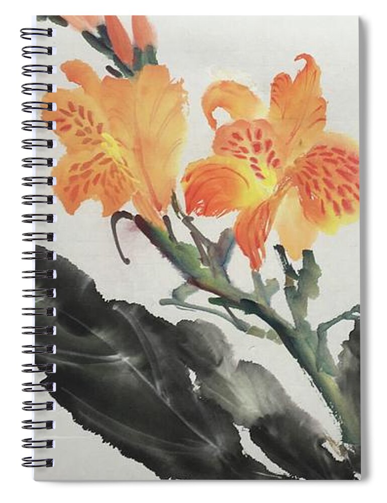 Flower Spiral Notebook featuring the painting Embrace Nature with Open Your Minds by Carmen Lam