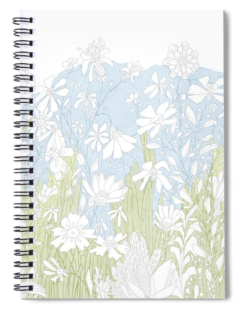 Flower Garden Illustration Spiral Notebook featuring the digital art Flower Garden Illustration by Patricia Awapara