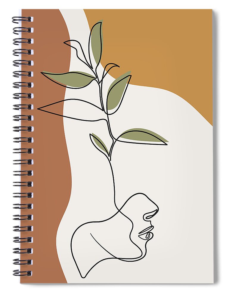 Flower line drawing, creative face fashion, continuous line drawing art,  one line drawing design Spiral Notebook