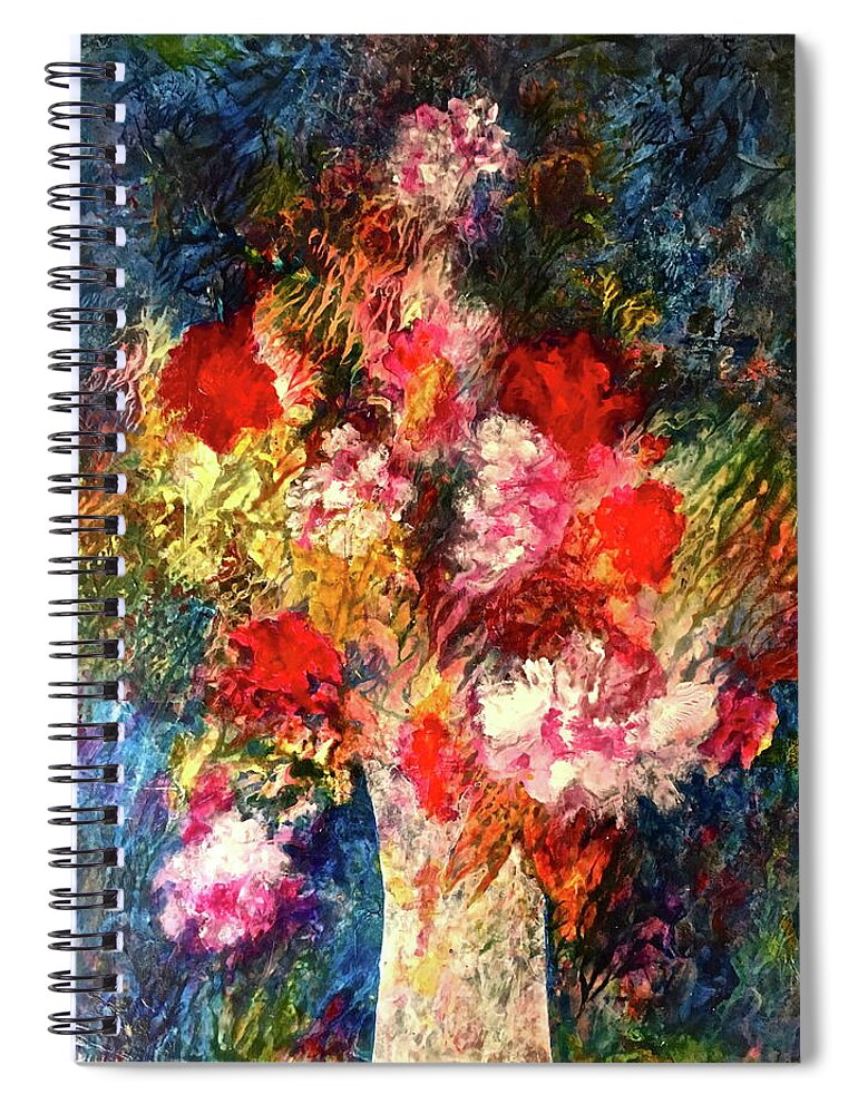 Vase Spiral Notebook featuring the painting Flower Power by Janice Nabors Raiteri