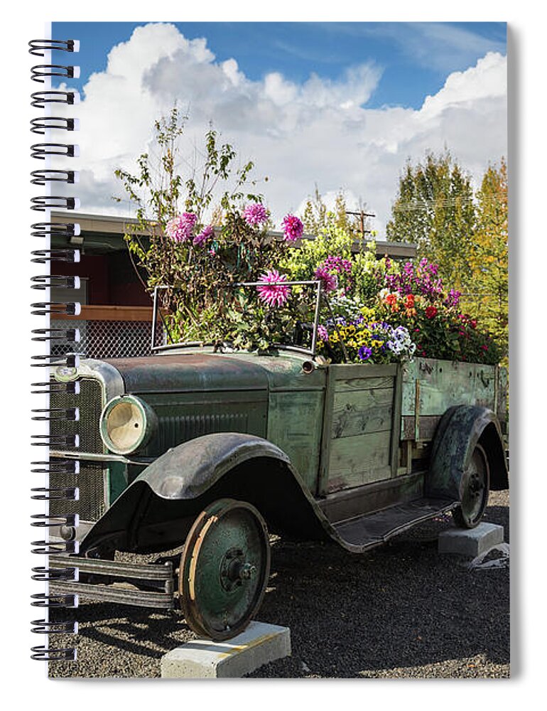 Flower Truck Spiral Notebook featuring the photograph Flower Truck in Fairbanks,Alaska by Eva Lechner