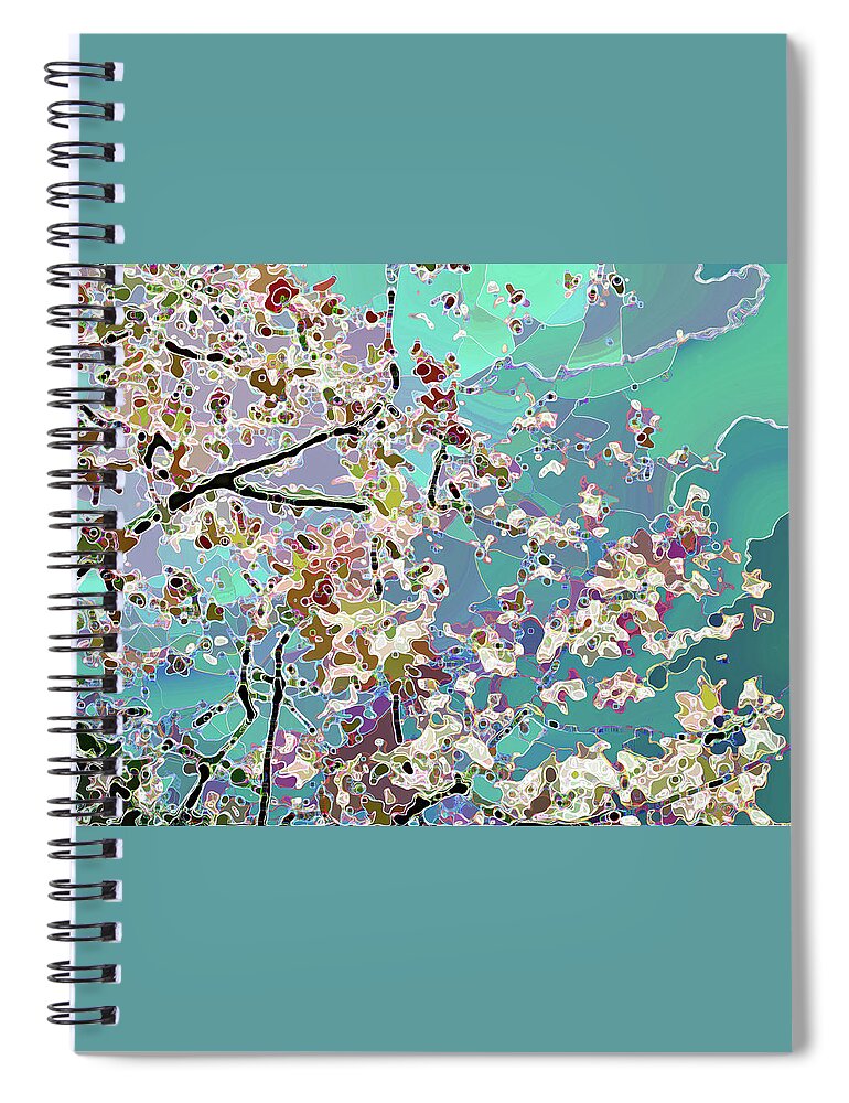 Tree Spiral Notebook featuring the photograph Flowering Tree Abstract Green by Corinne Carroll