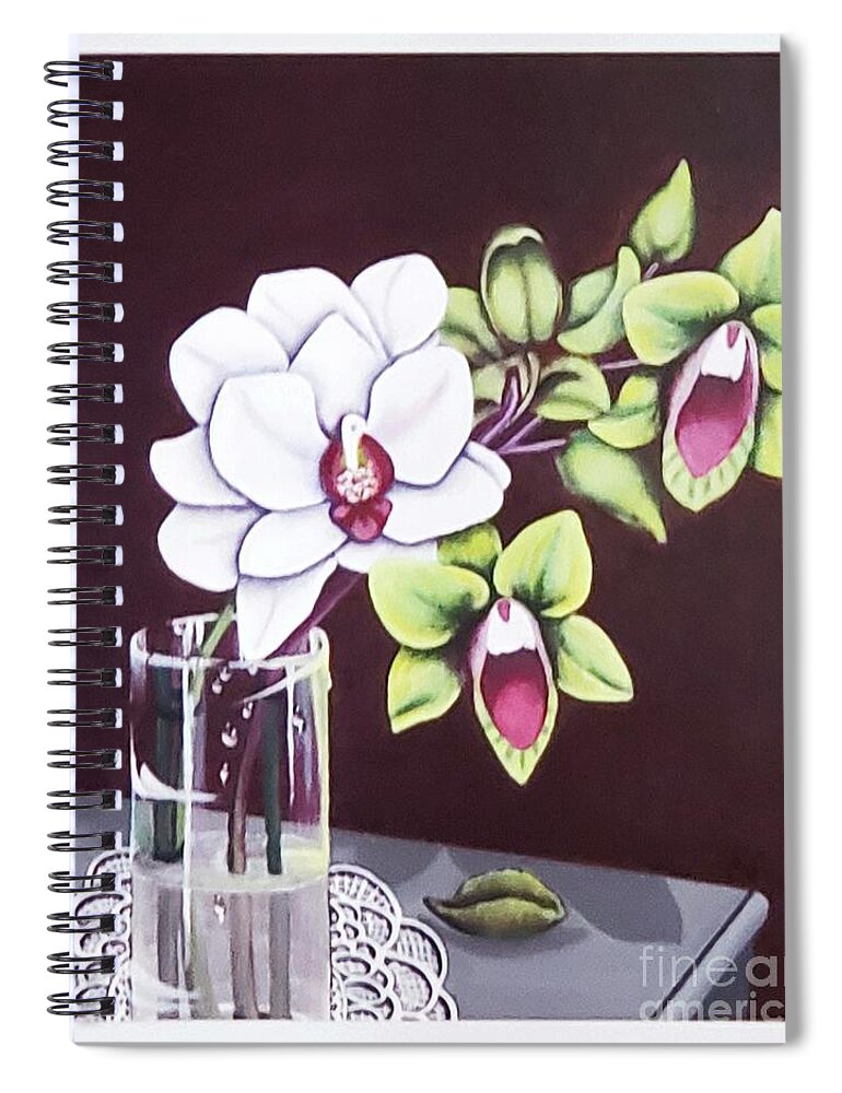 Orchids Spiral Notebook featuring the painting Flowers For my Love by Kathlene Melvin