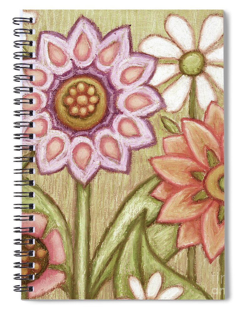 Daisy Spiral Notebook featuring the painting Flowers Grow Smiles. Wildflora by Amy E Fraser