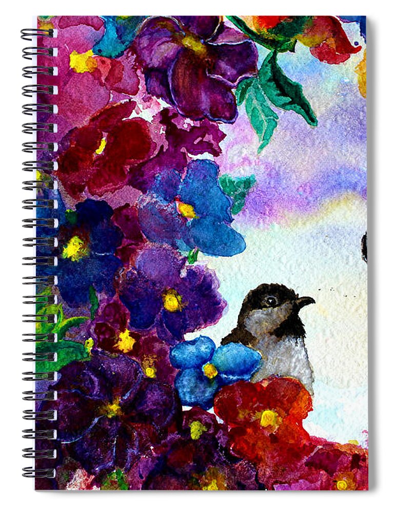 Beautiful Spiral Notebook featuring the painting Flowery Love by Medea Ioseliani