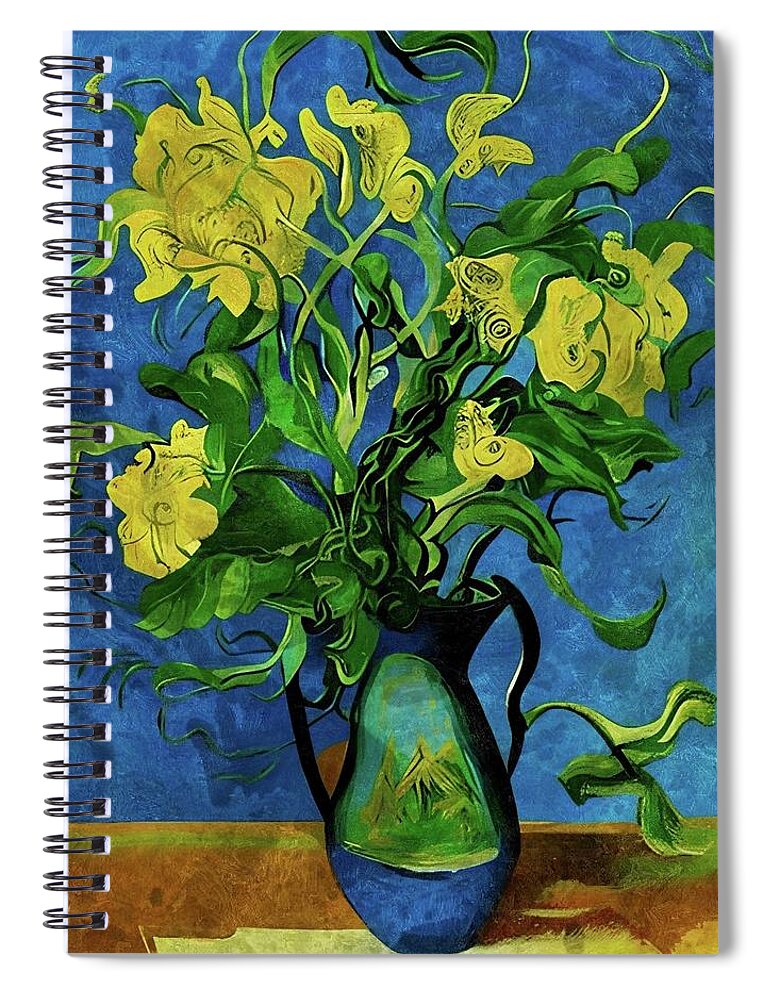 Flowers Spiral Notebook featuring the digital art Flowing Flowers by Ally White