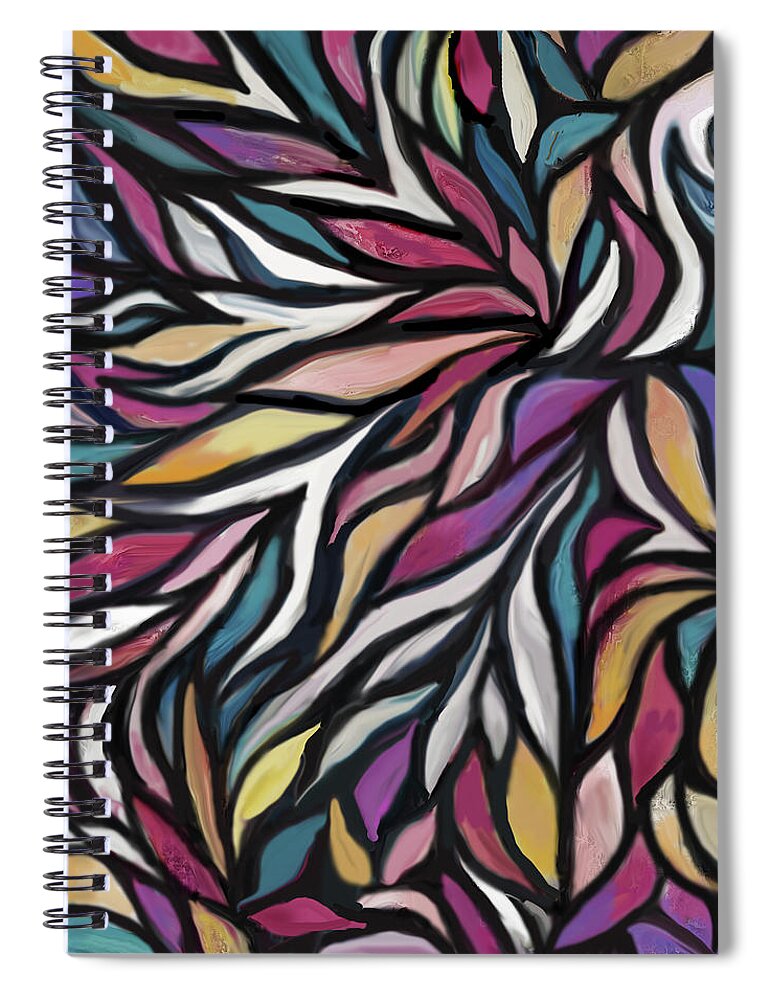 Flowing Leaves Pattern Spiral Notebook featuring the digital art Flowing Leaves by Jean Batzell Fitzgerald