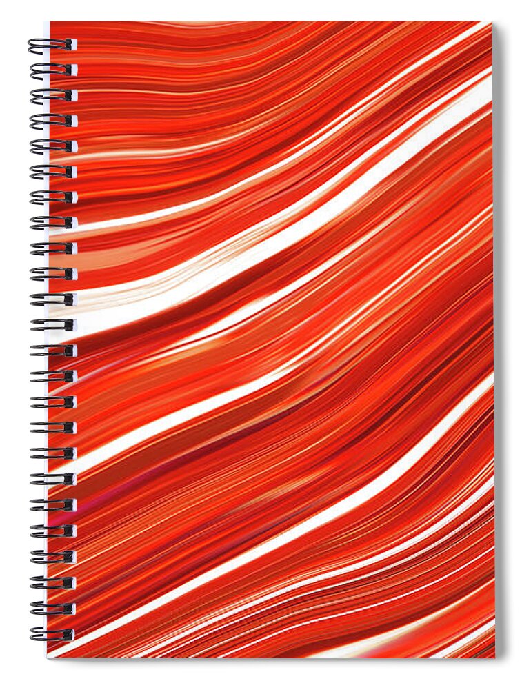 Abstract Spiral Notebook featuring the photograph Flowing Red Metallic Abstract by Severija Kirilovaite