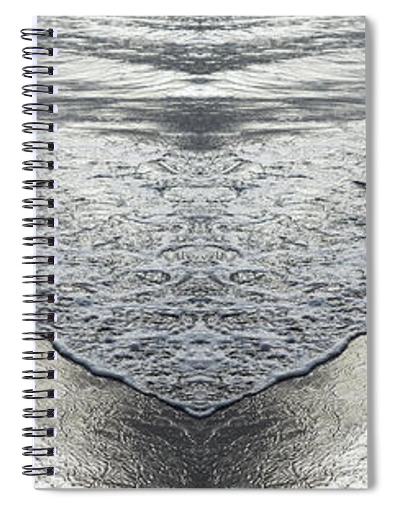 Sea Water Spiral Notebook featuring the digital art Flowing sea water and sandy beach, movement meets symmetry by Adriana Mueller