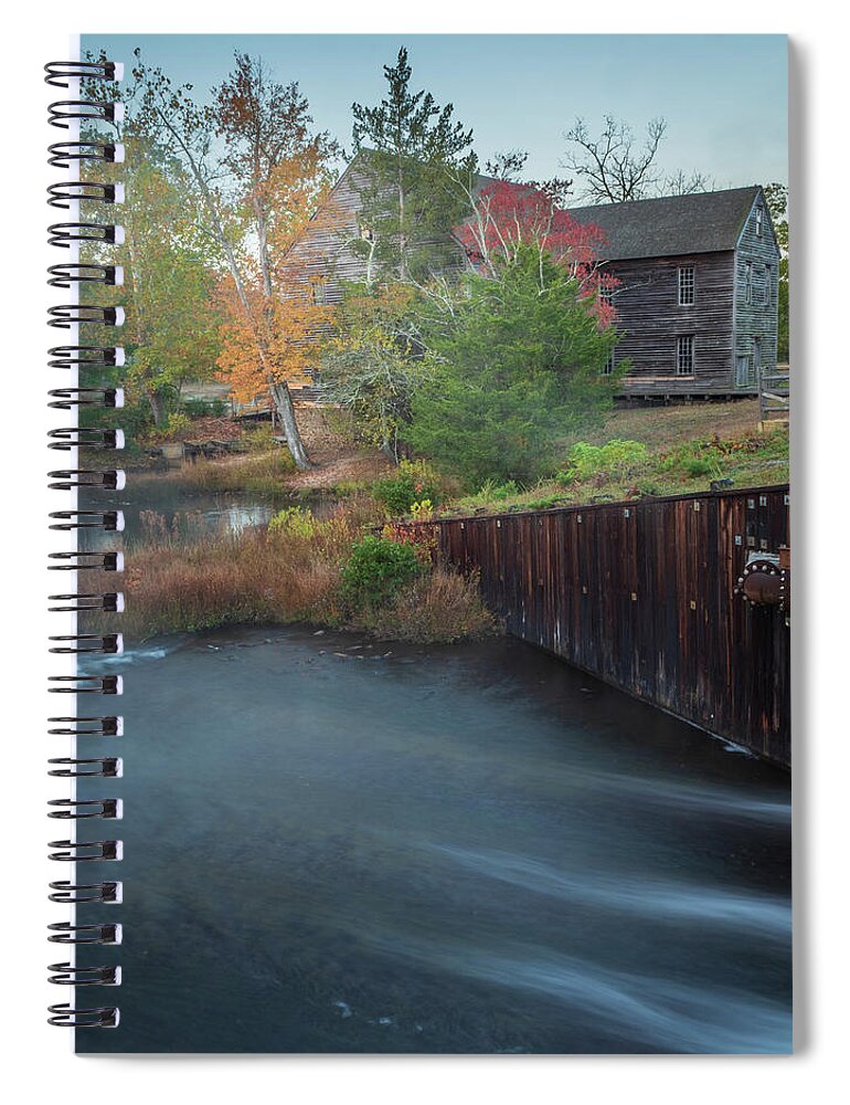 Autumn Spiral Notebook featuring the photograph Flowing Water Past The Mill by Kristia Adams