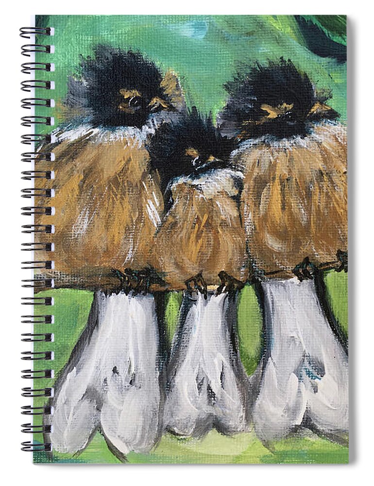 Birds Spiral Notebook featuring the painting Fluffies by Roxy Rich