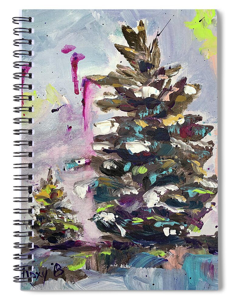 Pine Cone Painting Spiral Notebook featuring the painting Fluffy Pine Cones by Roxy Rich