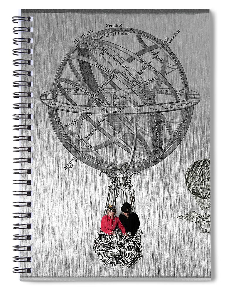 Steampunk Spiral Notebook featuring the photograph Fly Me to the Moon by Jean Gill