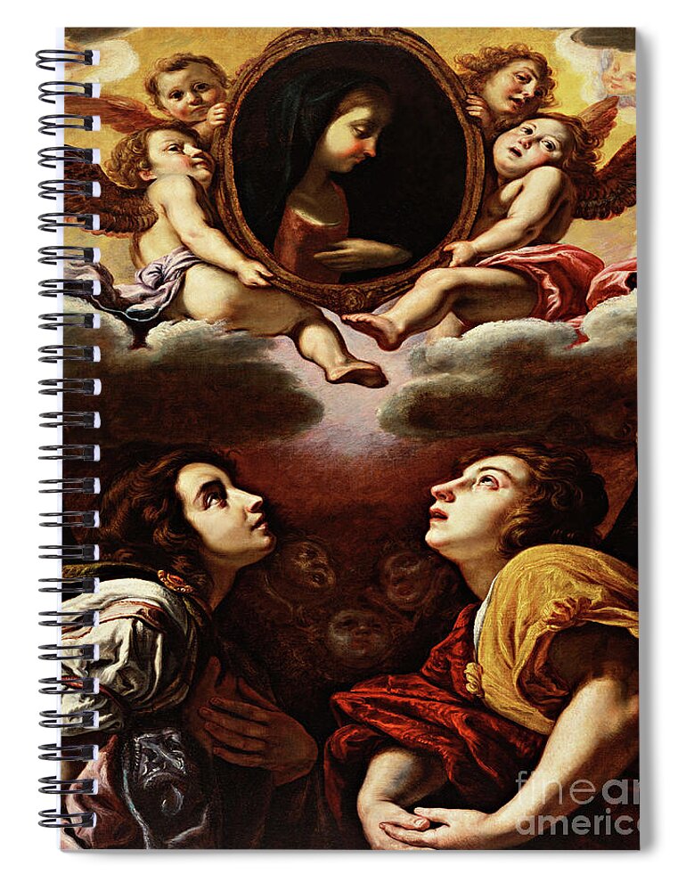 Fying And Adoring Angels Spiral Notebook featuring the painting Flying and Adoring Angels - CZFAA by Domenico Fetti