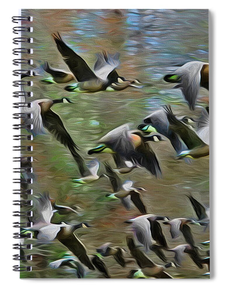 Canadian Geese Spiral Notebook featuring the photograph Flying Geese Art by Scott Cameron