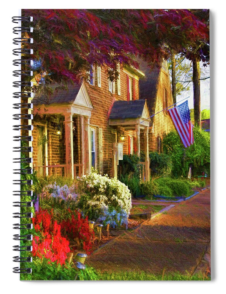 Springtime Spiral Notebook featuring the photograph Flying Old Glory in Springtime by Ola Allen