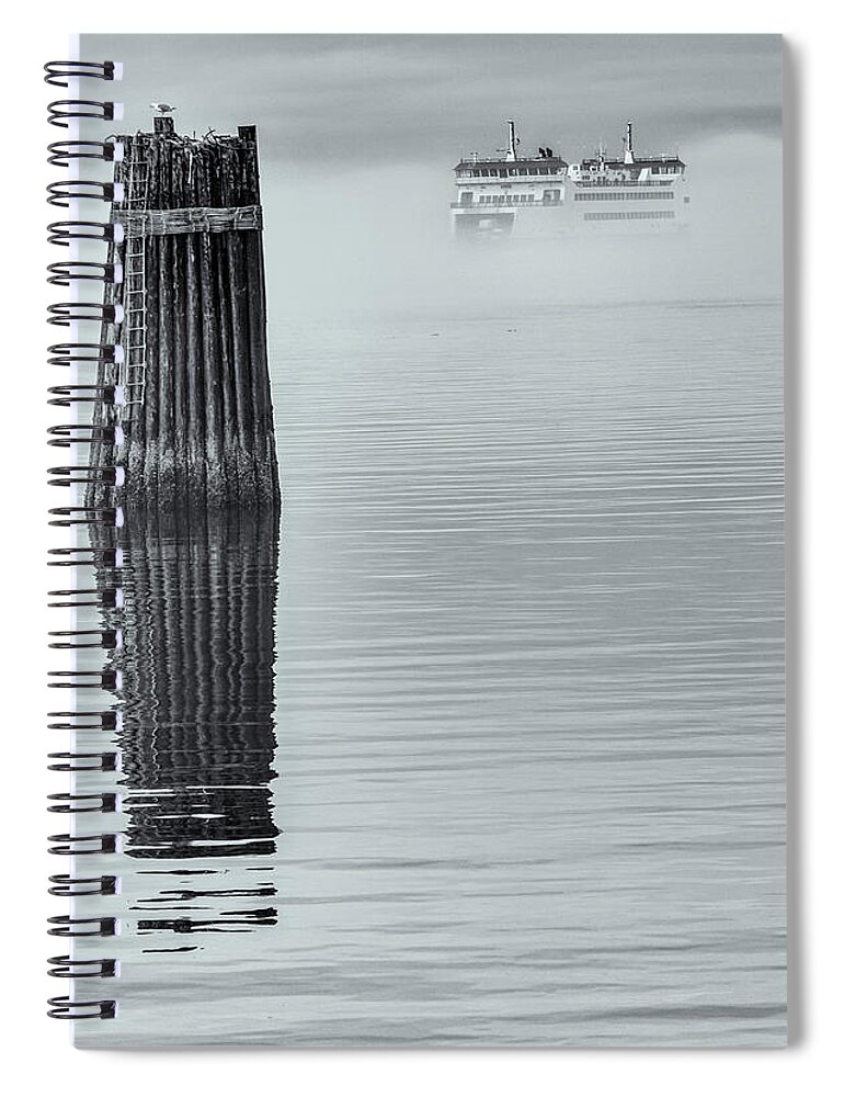 Fog Spiral Notebook featuring the photograph Fog Enshrouded Ferry by Tony Locke