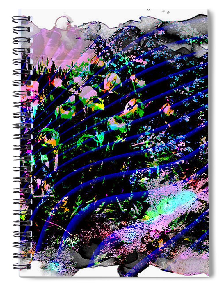 Fog Abstract Is Photograph Cactus Frame White Grey Purple Green Clouds Bulbs Circles Iphone Ipad-air Software Pink Black Turquoise Spiral Notebook featuring the digital art Fog Rollin In Abstract by Kathleen Boyles