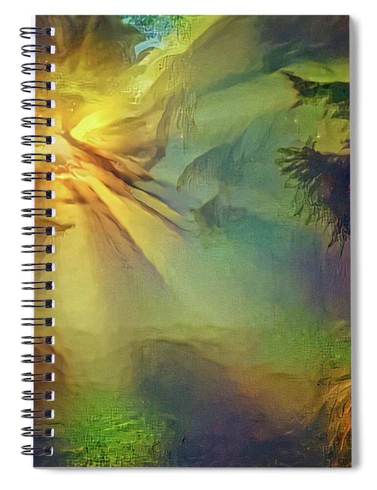 Landscape Spiral Notebook featuring the digital art Foggy Forest Landscape Print by Jacob Folger
