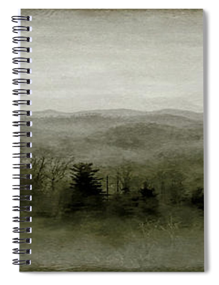 Mountain Spiral Notebook featuring the digital art Foggy Mountain View by Susan Hope Finley