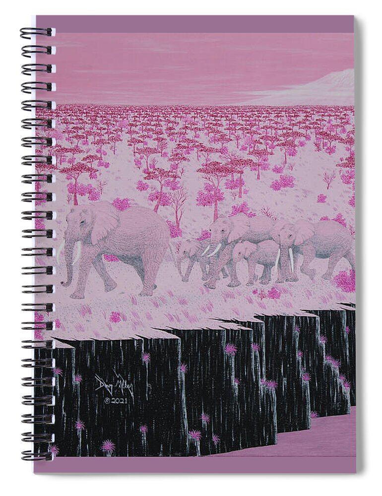 Pink Elephants Spiral Notebook featuring the painting Following in Grandpas Footsteps by Doug Miller
