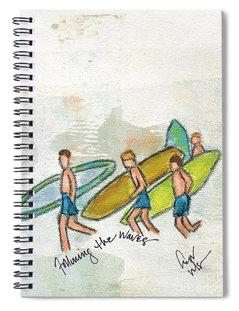  Spiral Notebook featuring the painting Following The Waves by Hew Wilson
